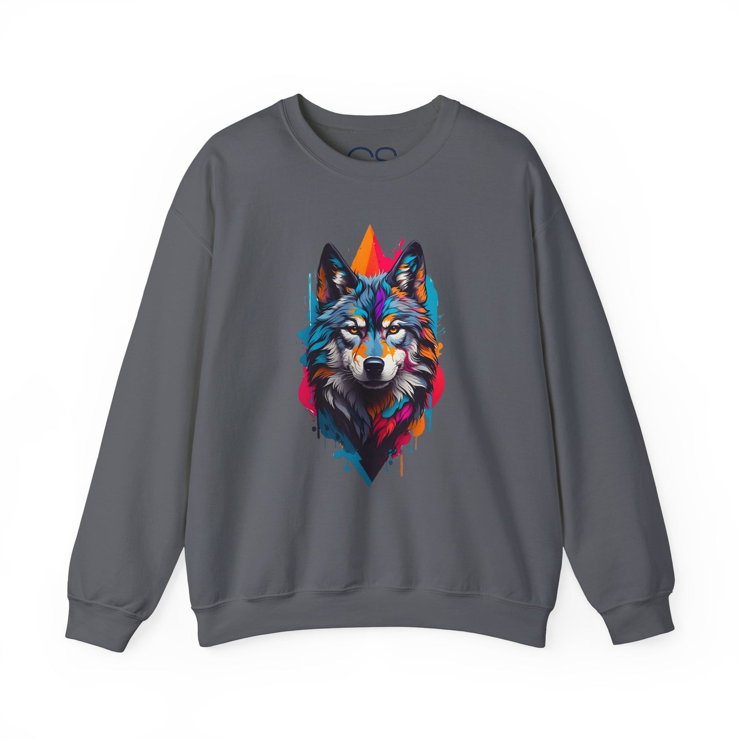 Vibrant Wolf Art Crewneck Sweatshirt - Watercolor Style Graphic
