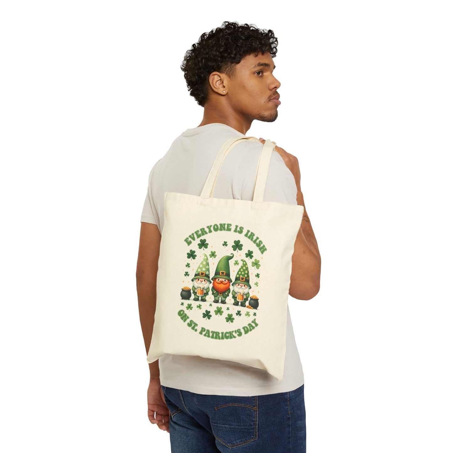 Everyone Is Irish Gnome Canvas Tote Bag