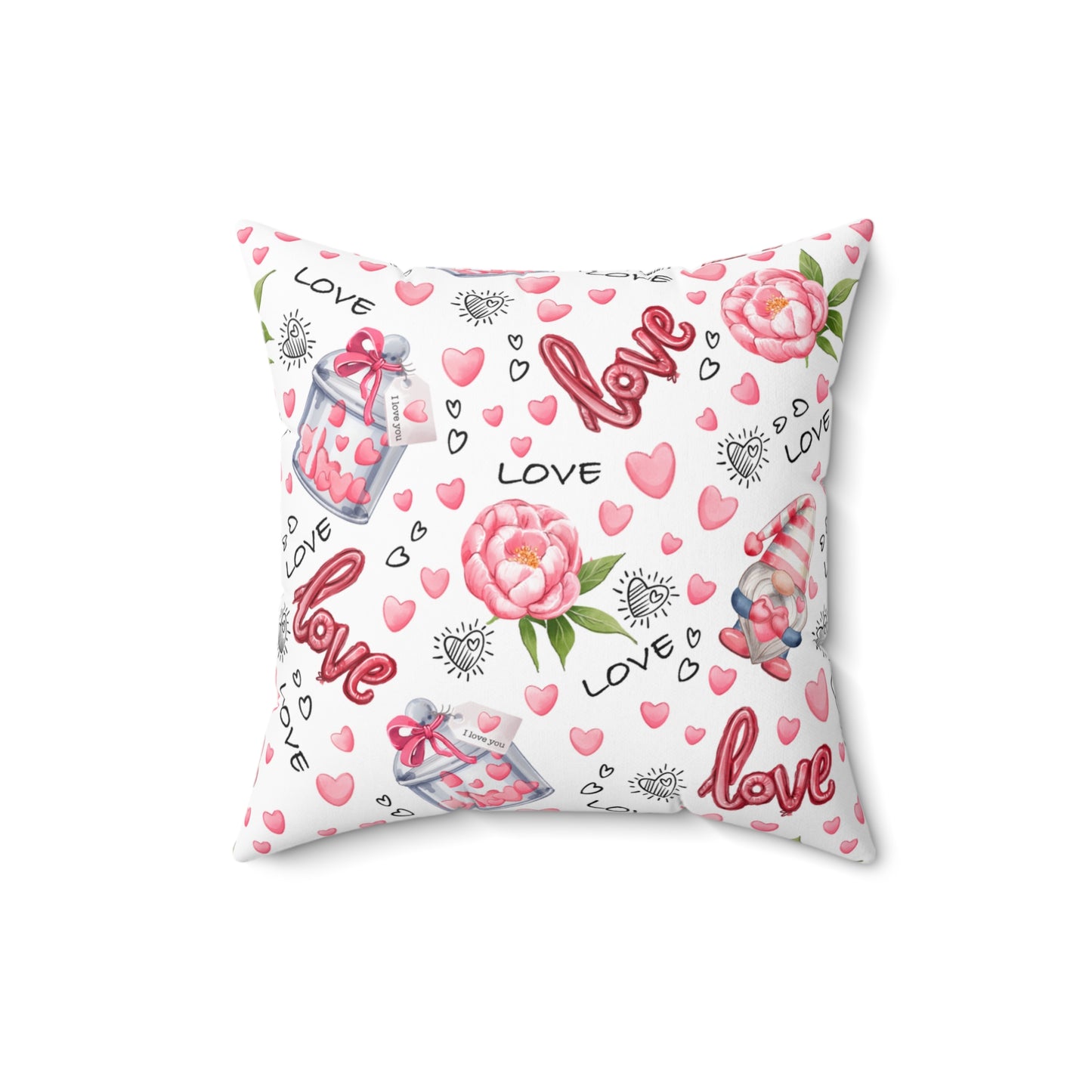Love Heart Spun Polyester Square Pillow