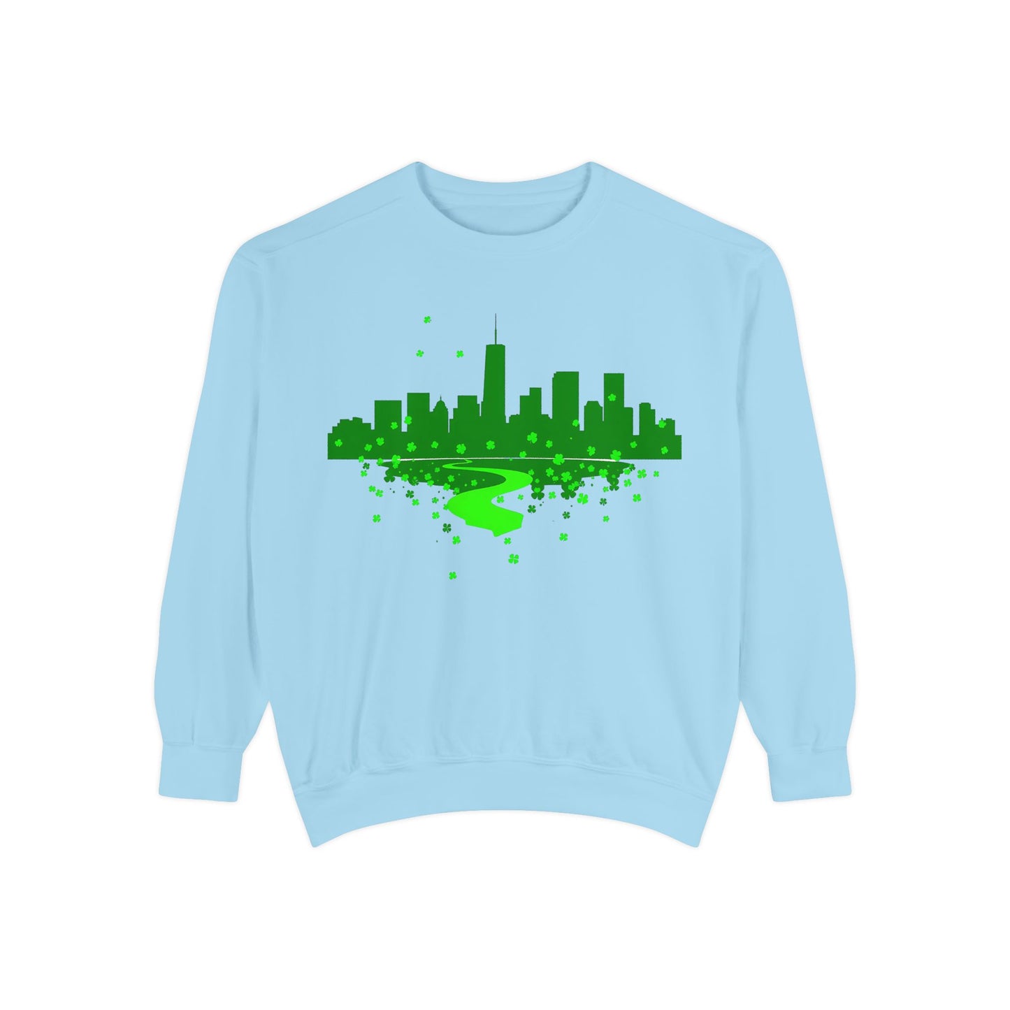 Chicago Skyline St. Patrick's Day Unisex Garment-Dyed Sweatshirt