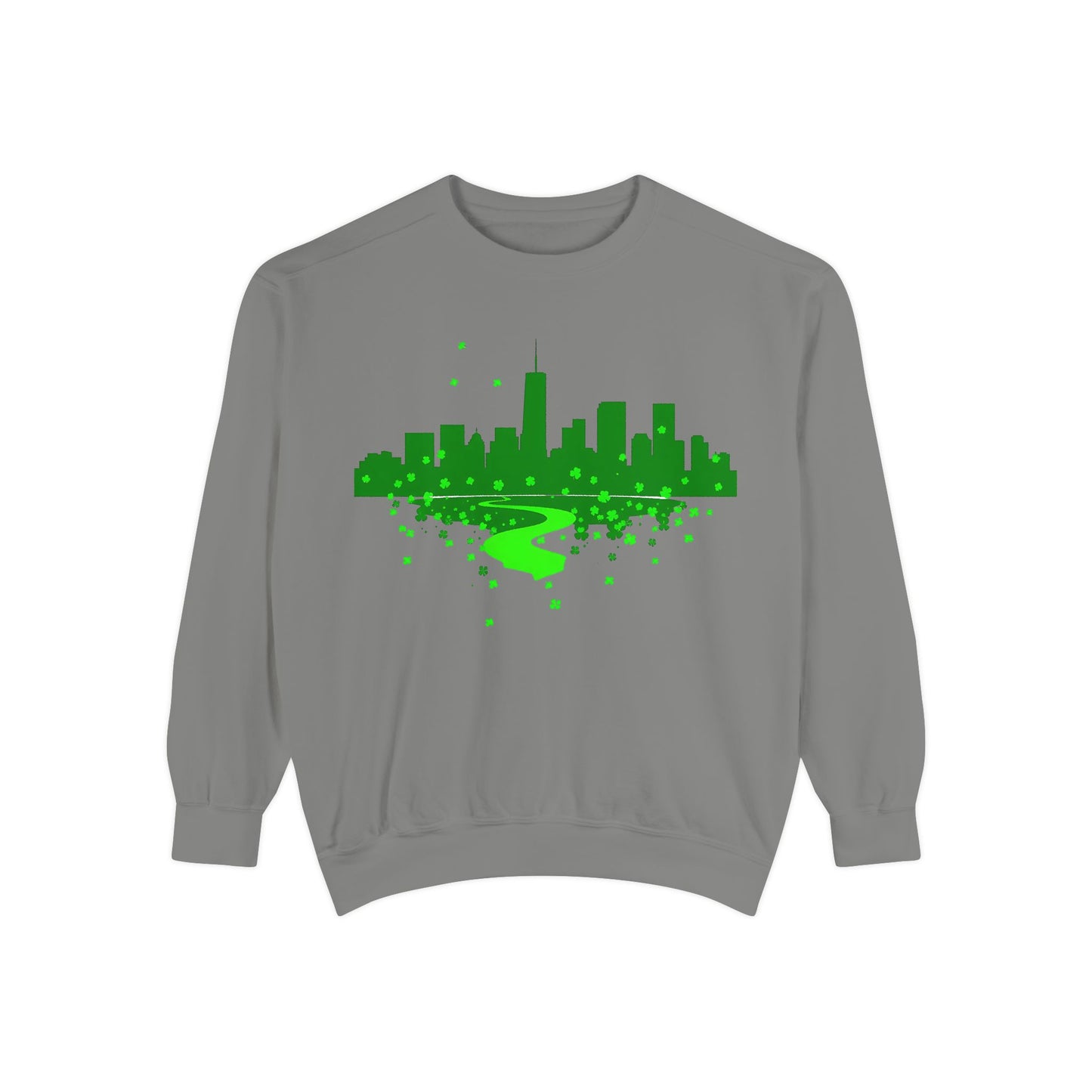 Chicago Skyline St. Patrick's Day Unisex Garment-Dyed Sweatshirt