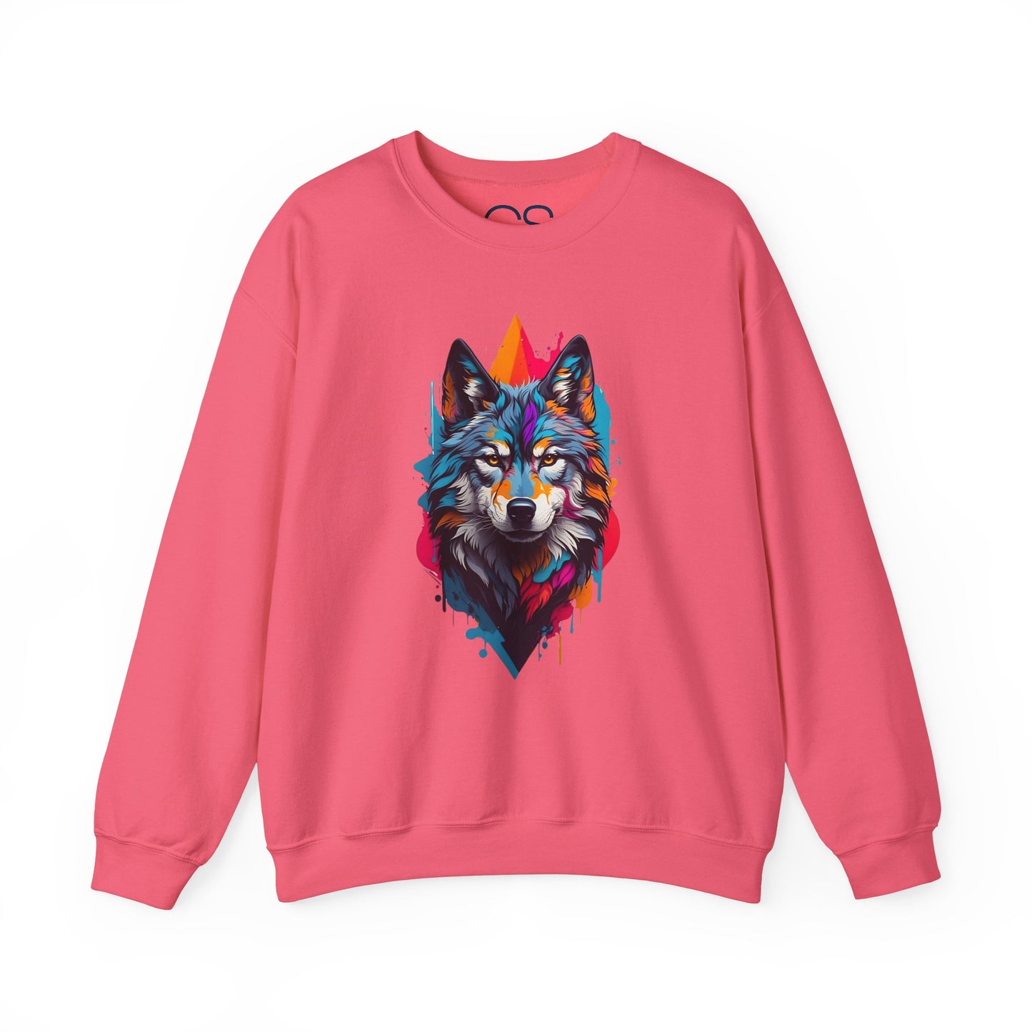 Vibrant Wolf Art Crewneck Sweatshirt - Watercolor Style Graphic