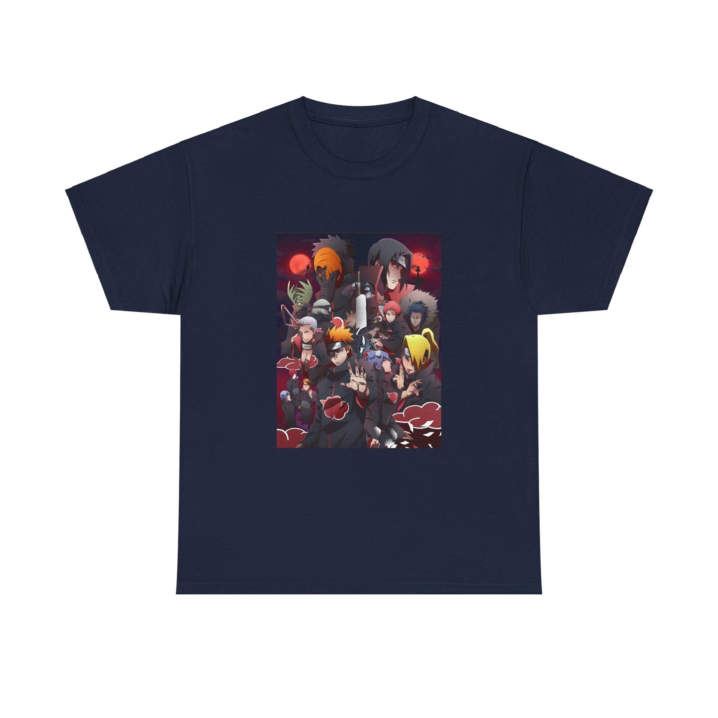 Unisex Heavy Cotton Naruto Akatsuki Anime Front and Back Printed Tee