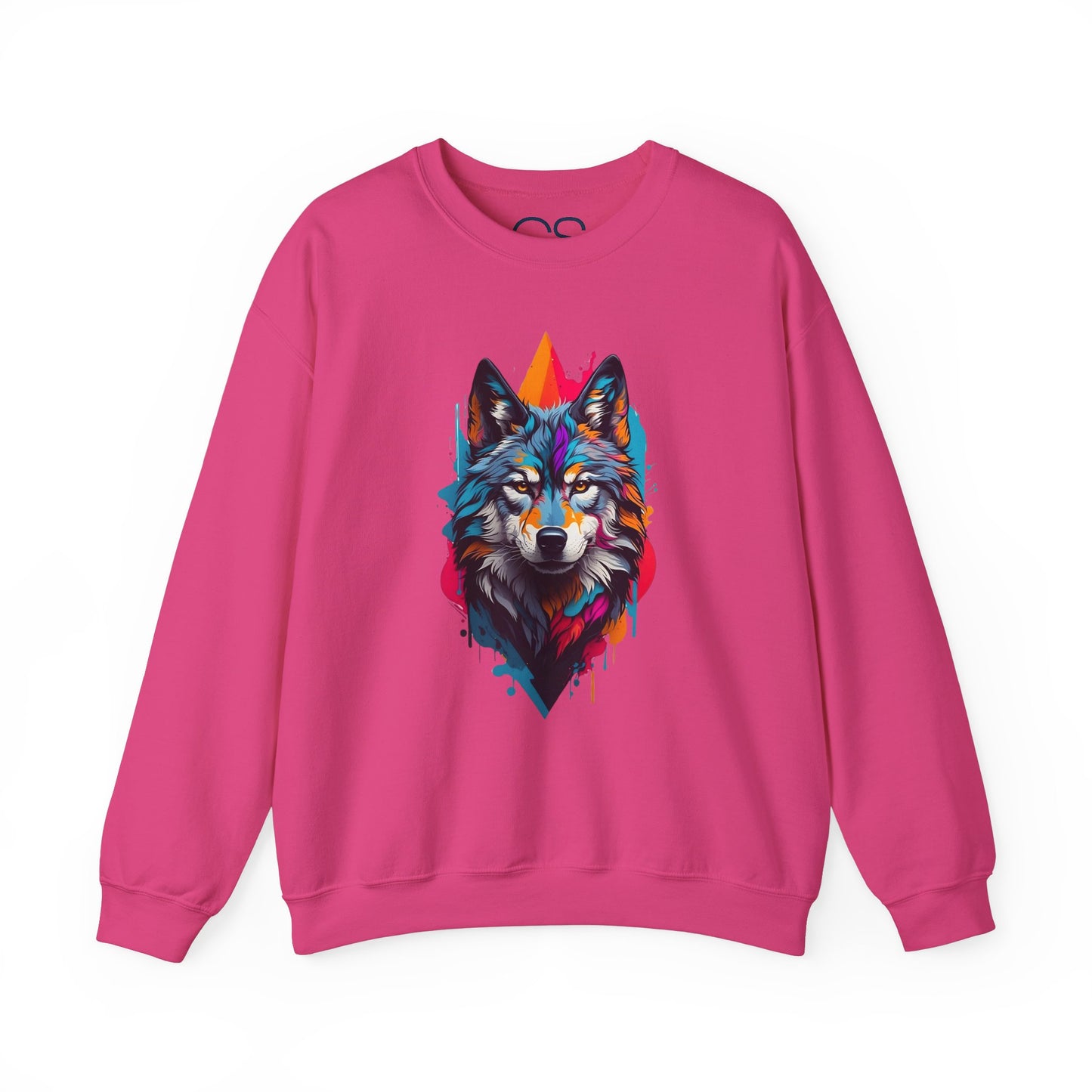 Vibrant Wolf Art Crewneck Sweatshirt - Watercolor Style Graphic