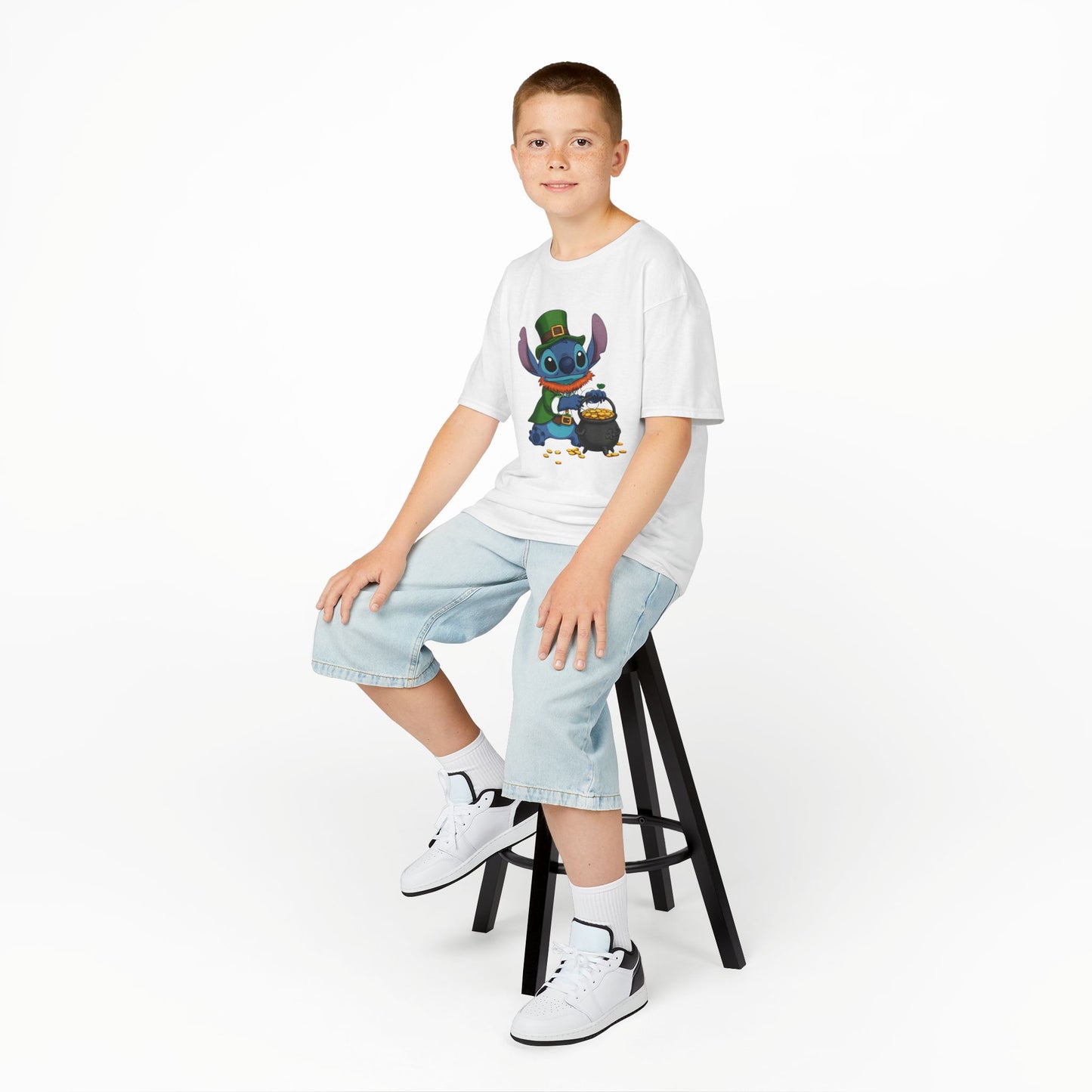Disney Stitch St. Patrick's Day Kids Heavy Cotton T-Shirt - Lucky Stitch Tee