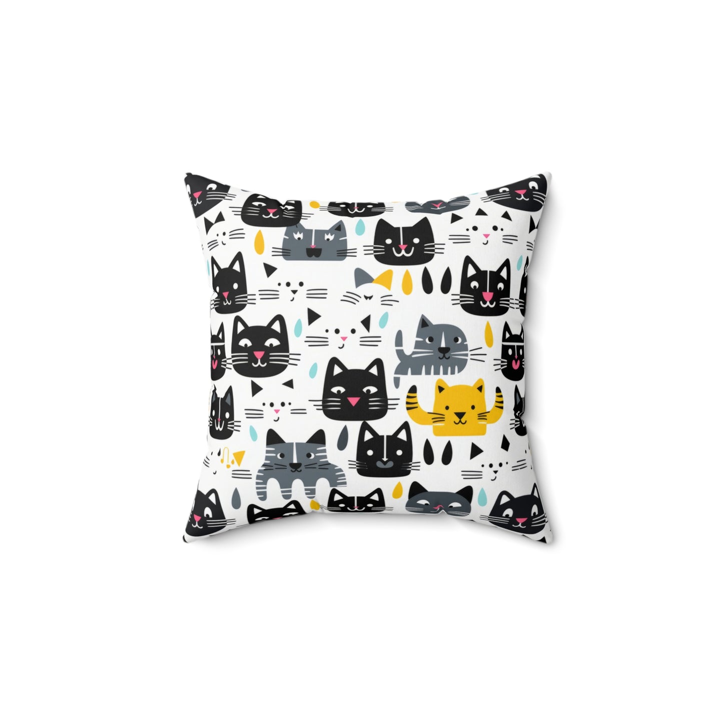 Adorable Feline-Inspired Spun Polyester Throw Pillow