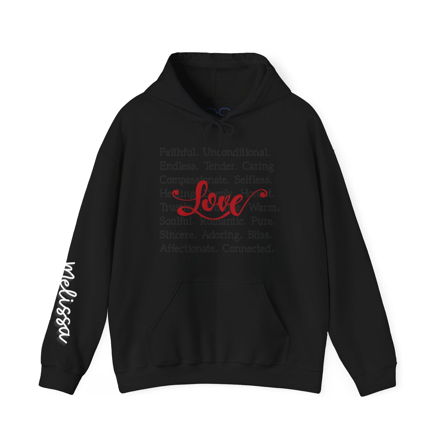 Personalized Love Words Hooded Sweatshirt - Customizable with Your Lover's Name