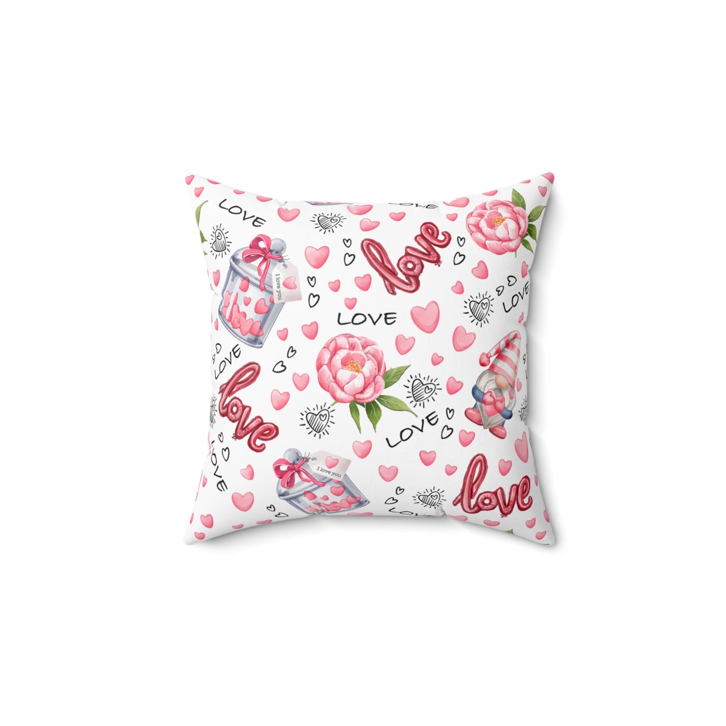 Love Heart Spun Polyester Square Pillow