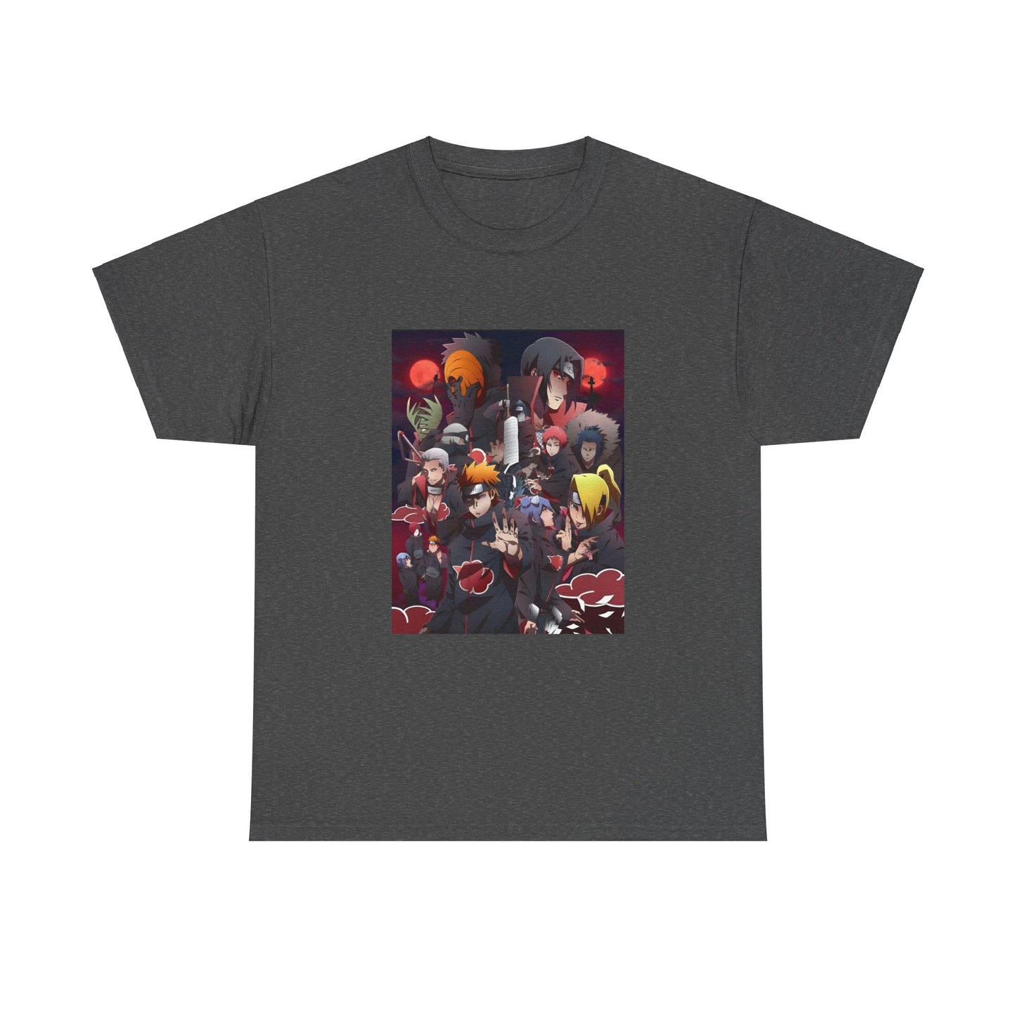 Unisex Heavy Cotton Naruto Akatsuki Anime Front and Back Printed Tee