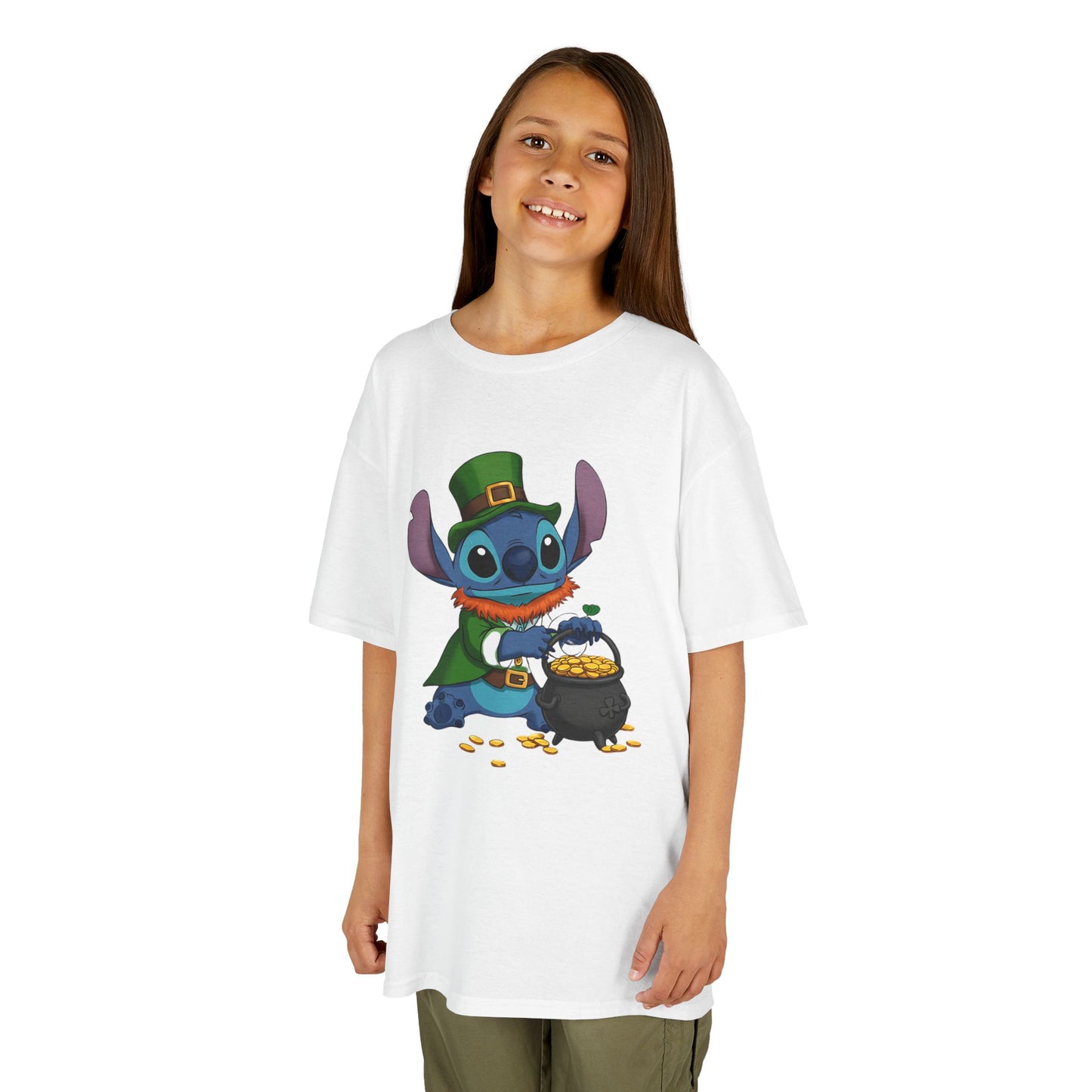 Disney Stitch St. Patrick's Day Kids Heavy Cotton T-Shirt - Lucky Stitch Tee