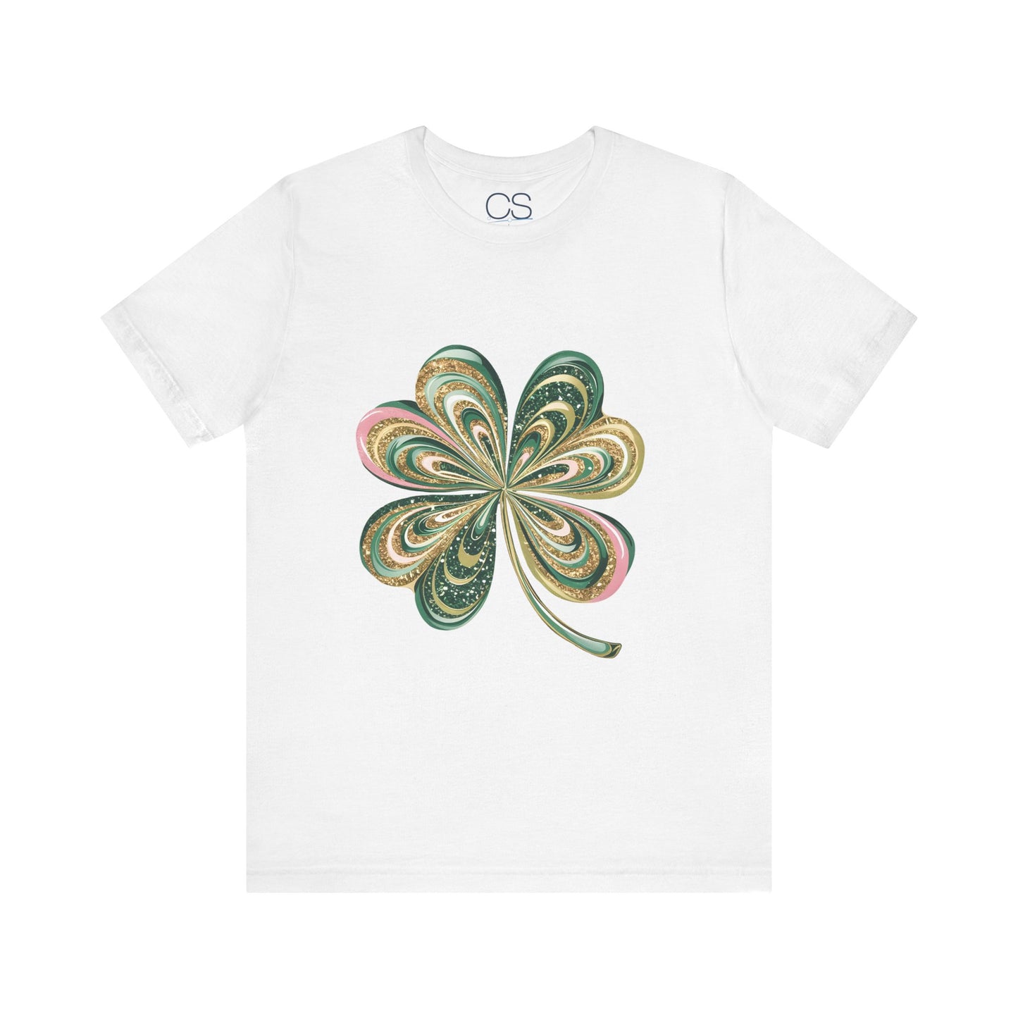 Artistic Shamrock T-Shirt | Gold and Green Swirl Clover Design | St. Patrick's Day Fashion Tee