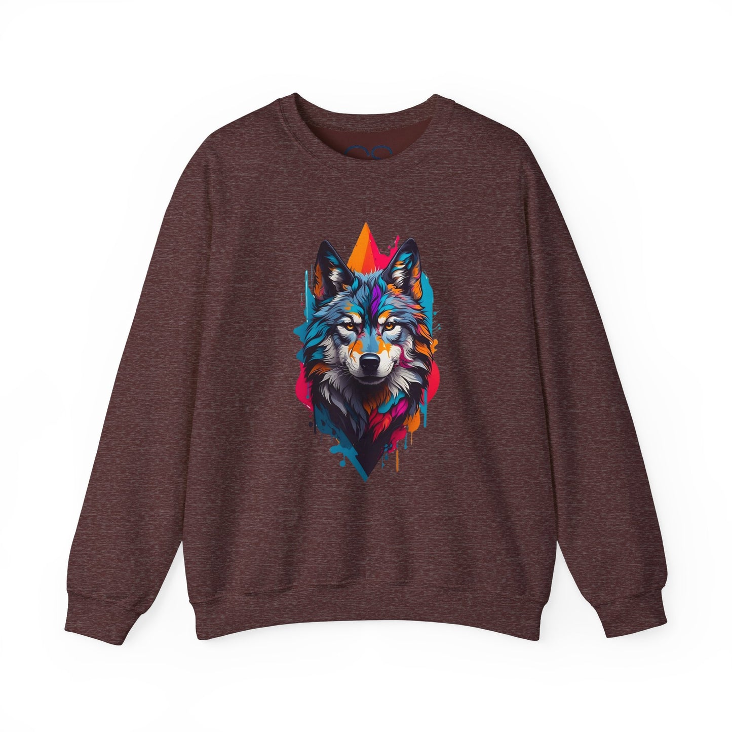 Vibrant Wolf Art Crewneck Sweatshirt - Watercolor Style Graphic