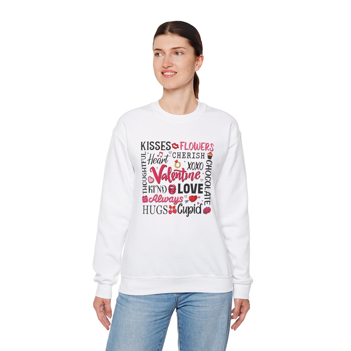 Valentine's Day Word Art Sweatshirt Crewneck Sweatshirt