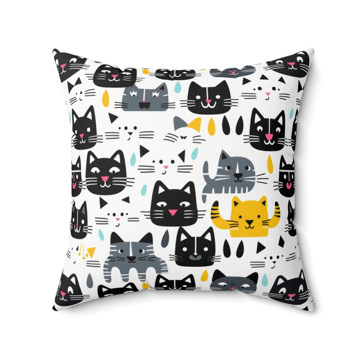 Adorable Feline-Inspired Spun Polyester Throw Pillow
