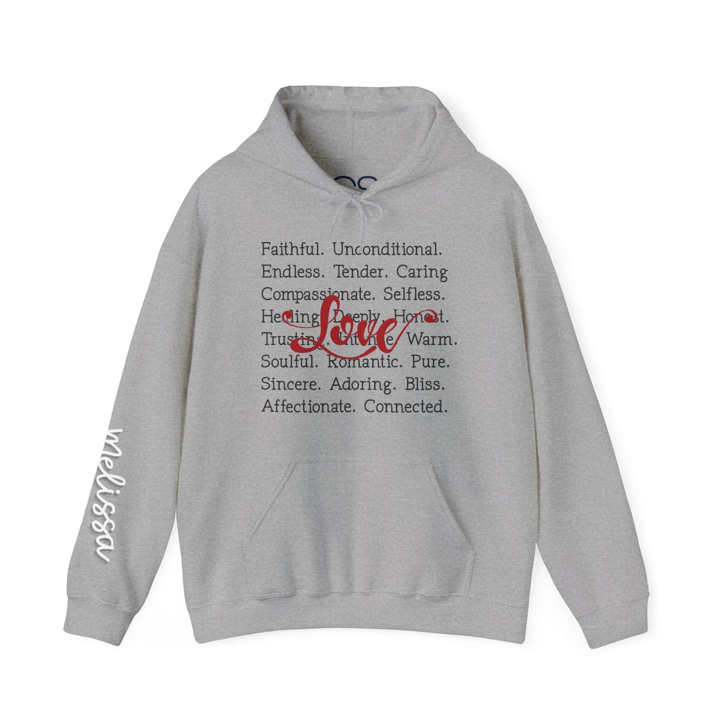 Personalized Love Words Hooded Sweatshirt - Customizable with Your Lover's Name