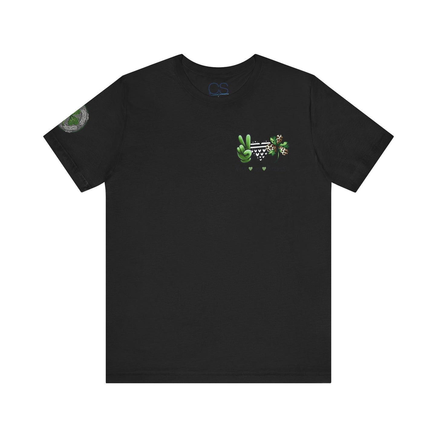 Farm Fresh Four Leaf Clover T-Shirt | Peace Love Shamrocks Double-Sided Design | St. Patrick's Day Vintage Style Tee