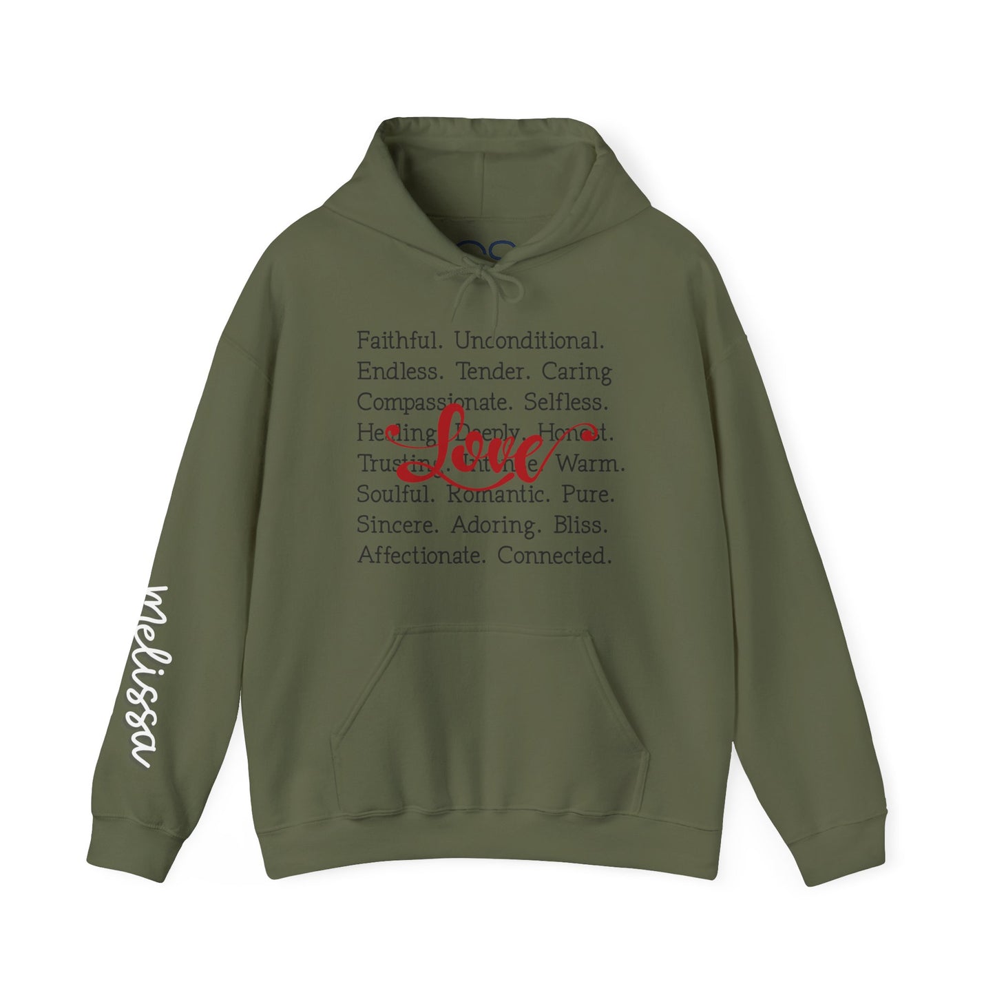 Personalized Love Words Hooded Sweatshirt - Customizable with Your Lover's Name