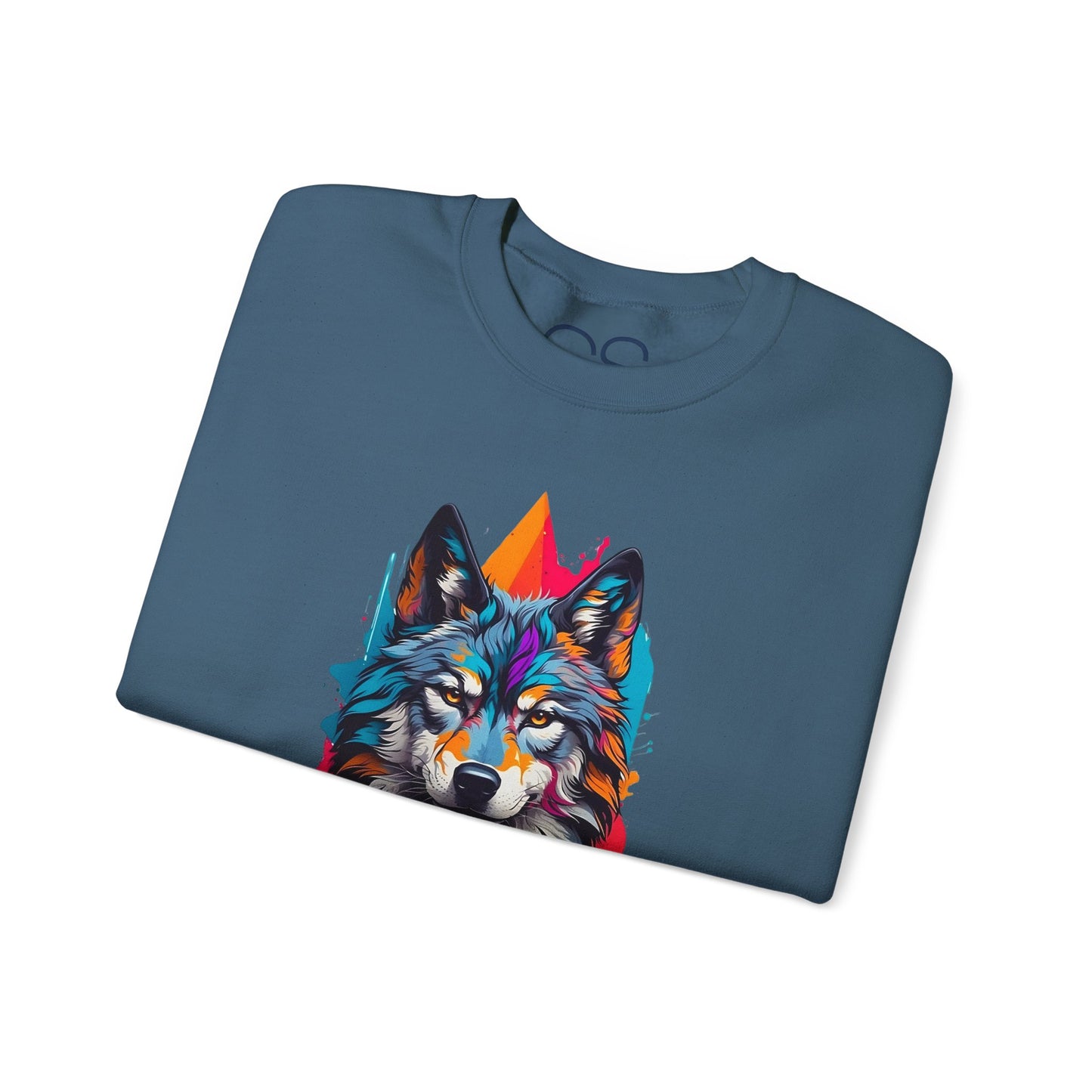 Vibrant Wolf Art Crewneck Sweatshirt - Watercolor Style Graphic
