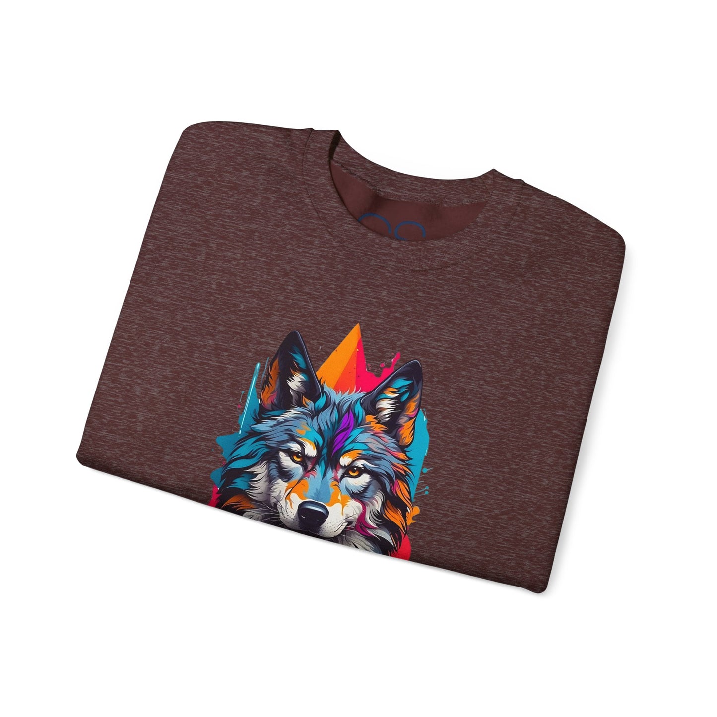 Vibrant Wolf Art Crewneck Sweatshirt - Watercolor Style Graphic