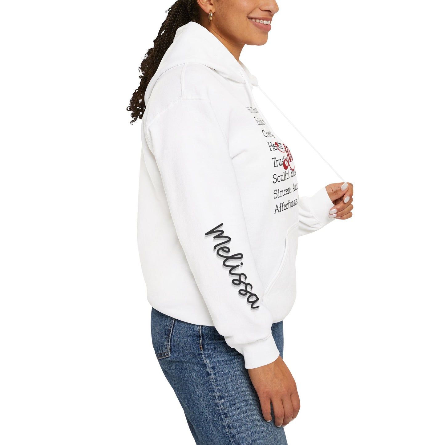 Personalized Love Words Hooded Sweatshirt - Customizable with Your Lover's Name