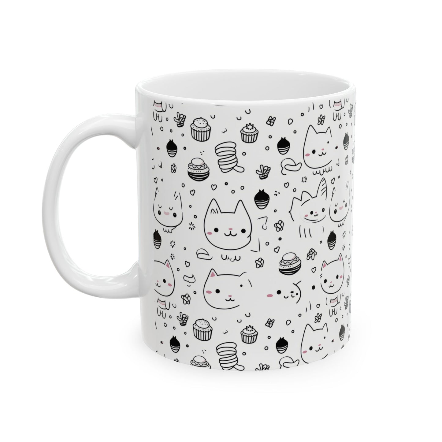 Purr-fectly Adorable Cat & Cupcake Print Ceramic Mug