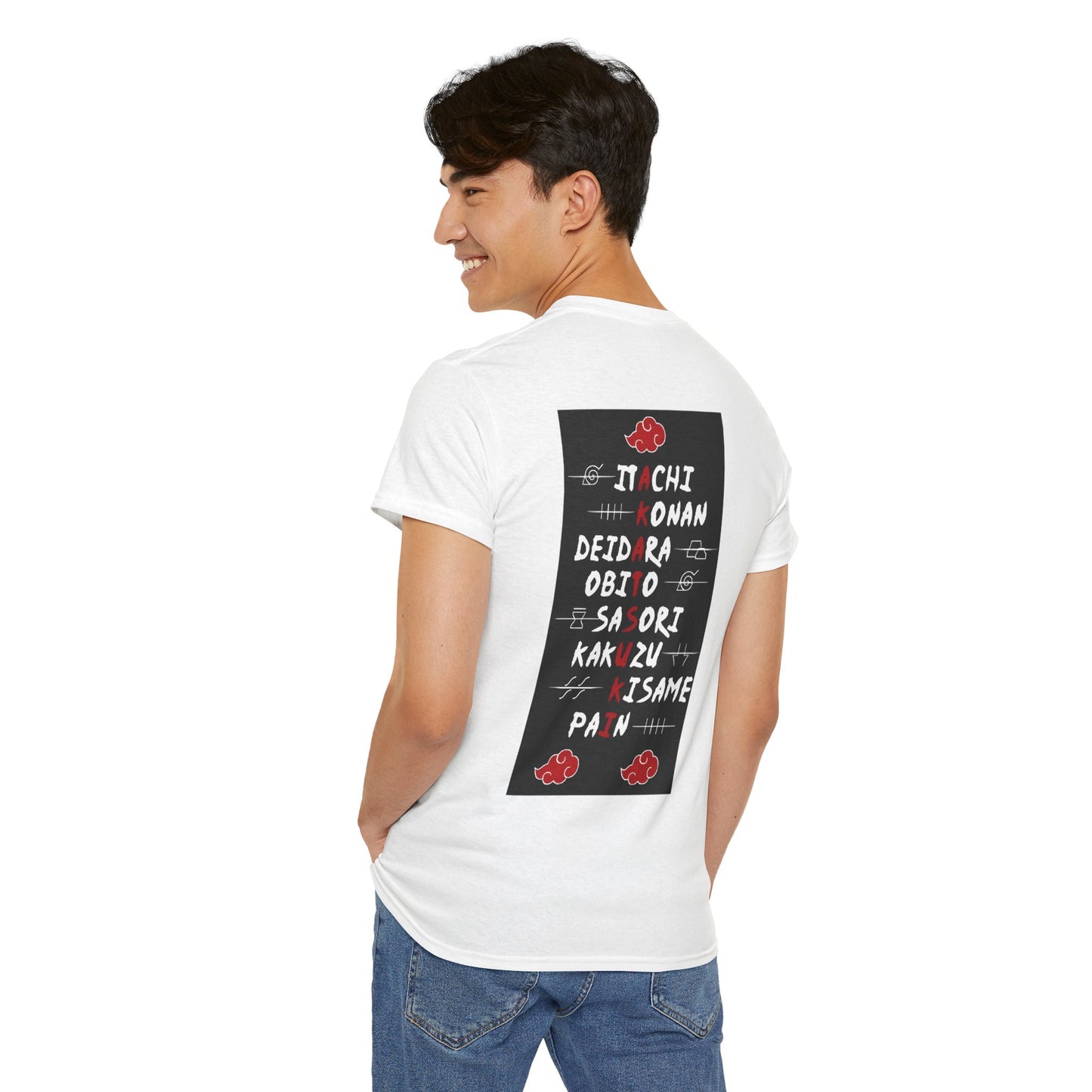 Unisex Heavy Cotton Naruto Akatsuki Anime Front and Back Printed Tee