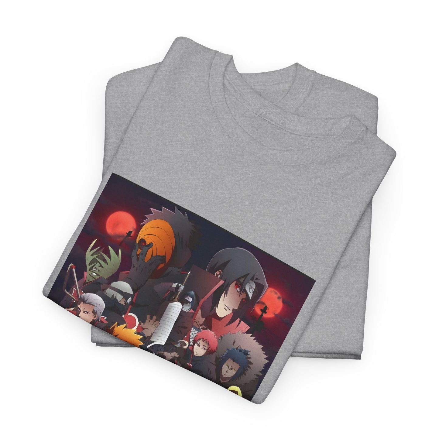 Unisex Heavy Cotton Naruto Akatsuki Anime Front and Back Printed Tee