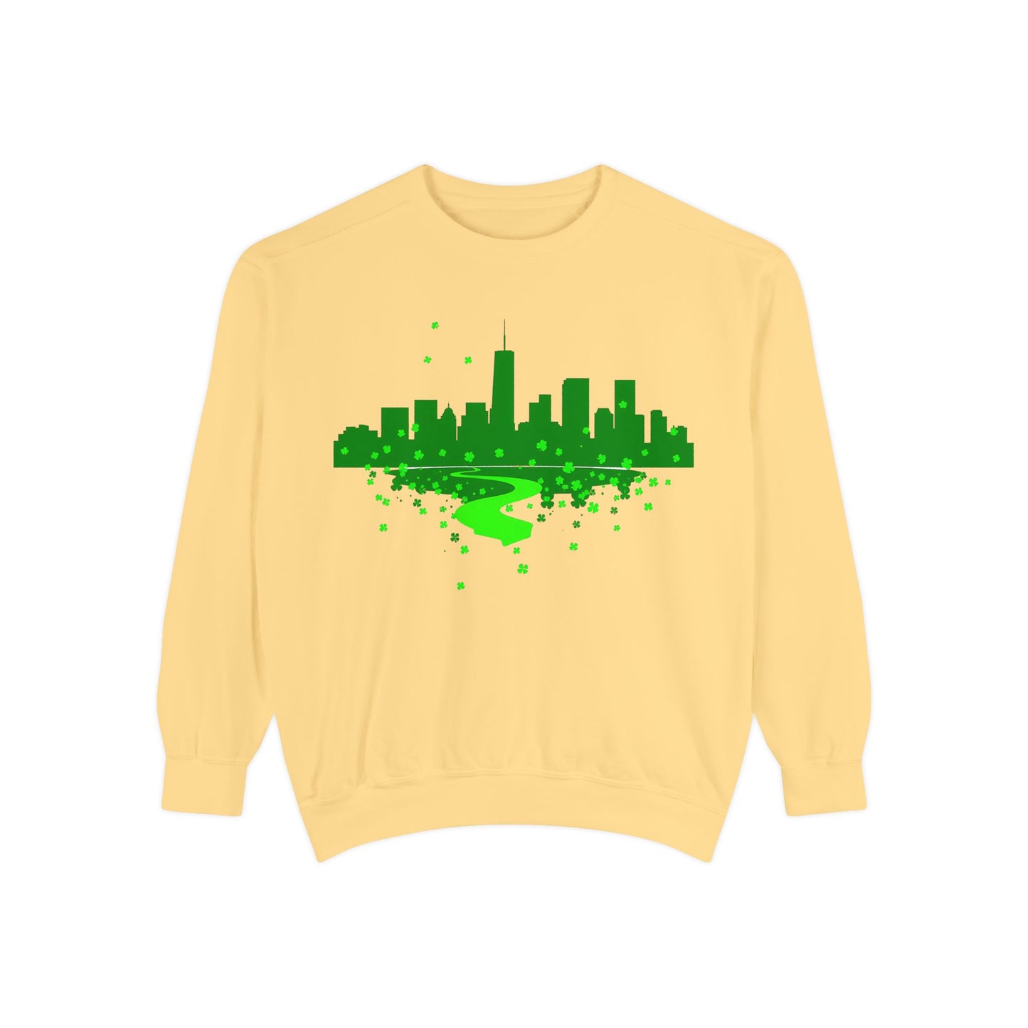 Chicago Skyline St. Patrick's Day Unisex Garment-Dyed Sweatshirt