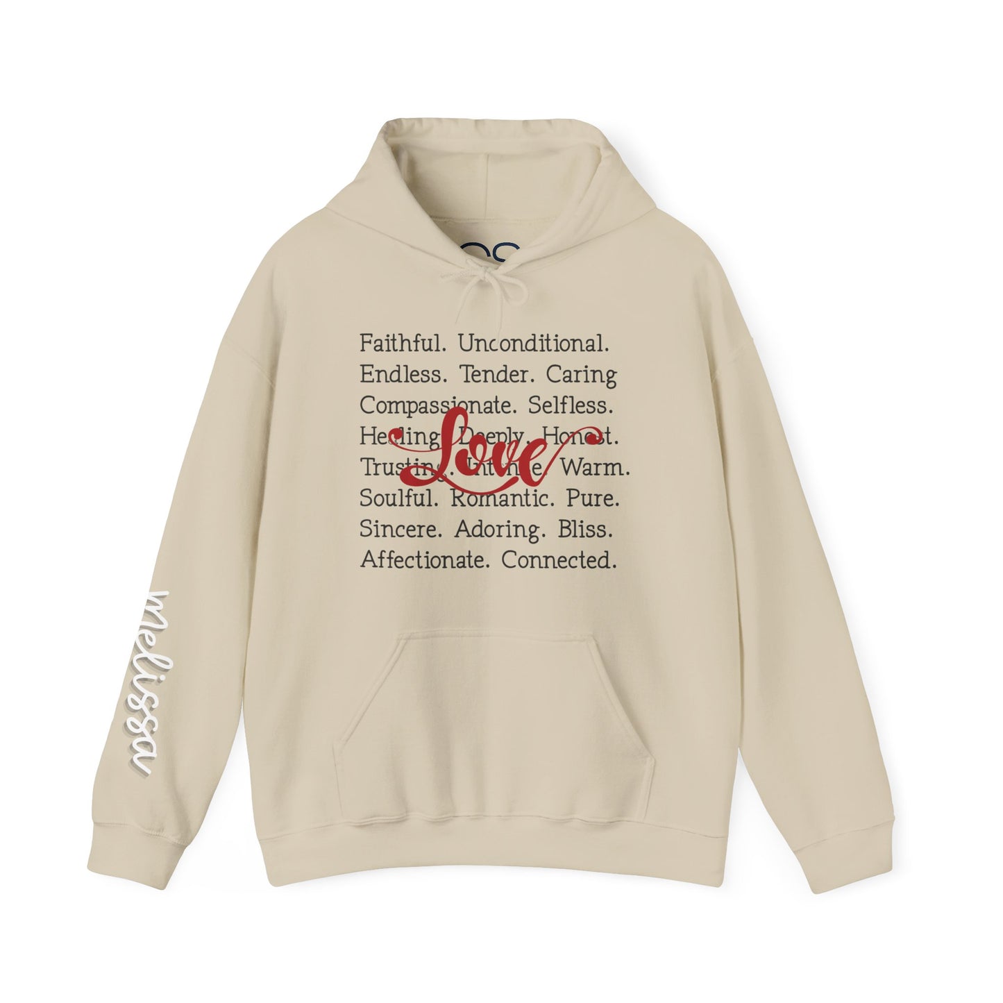 Personalized Love Words Hooded Sweatshirt - Customizable with Your Lover's Name