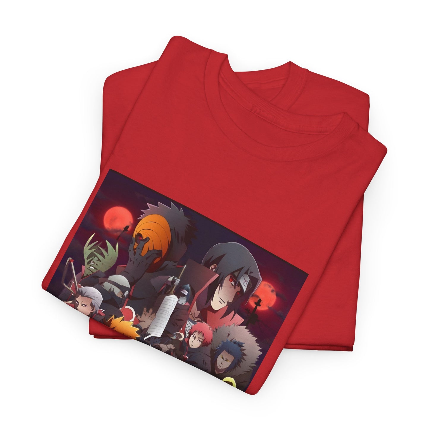 Unisex Heavy Cotton Naruto Akatsuki Anime Front and Back Printed Tee