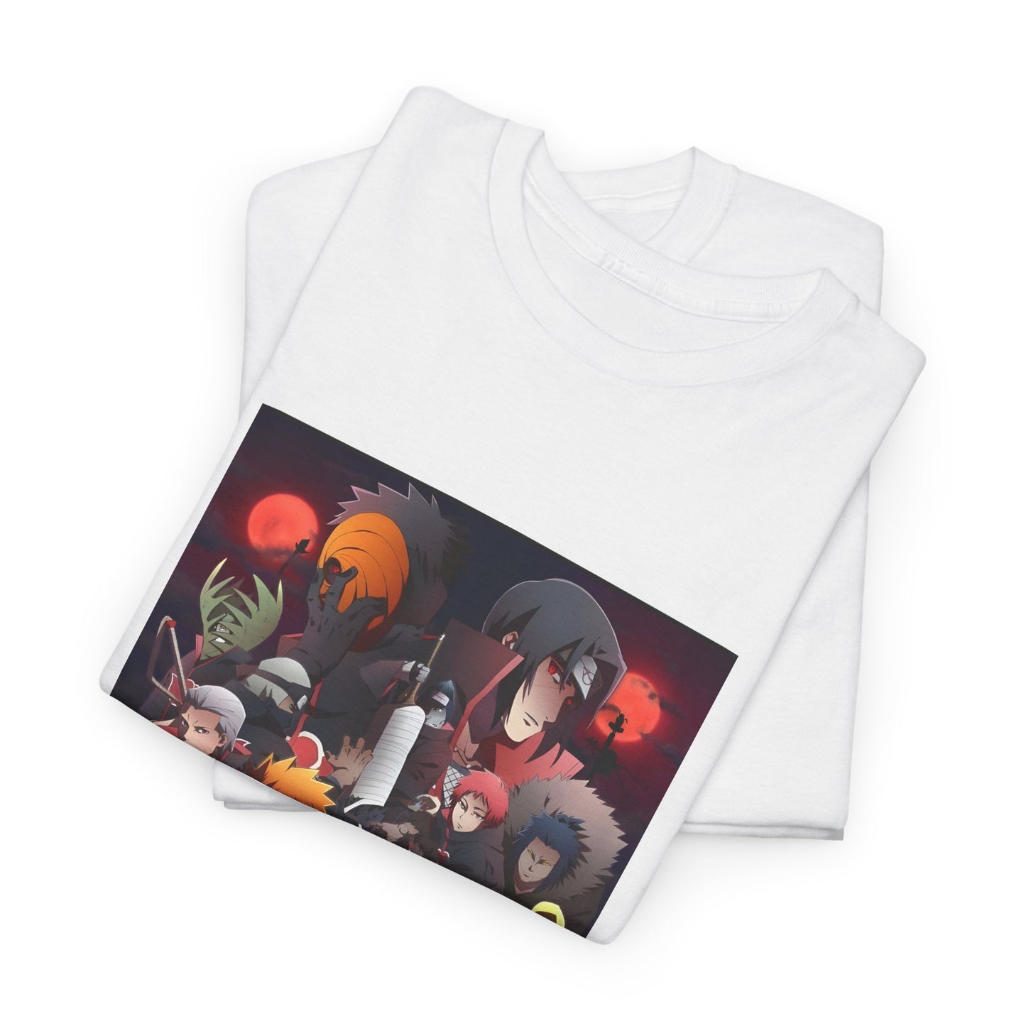 Unisex Heavy Cotton Naruto Akatsuki Anime Front and Back Printed Tee
