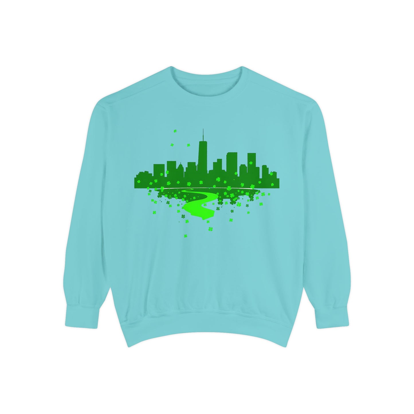 Chicago Skyline St. Patrick's Day Unisex Garment-Dyed Sweatshirt