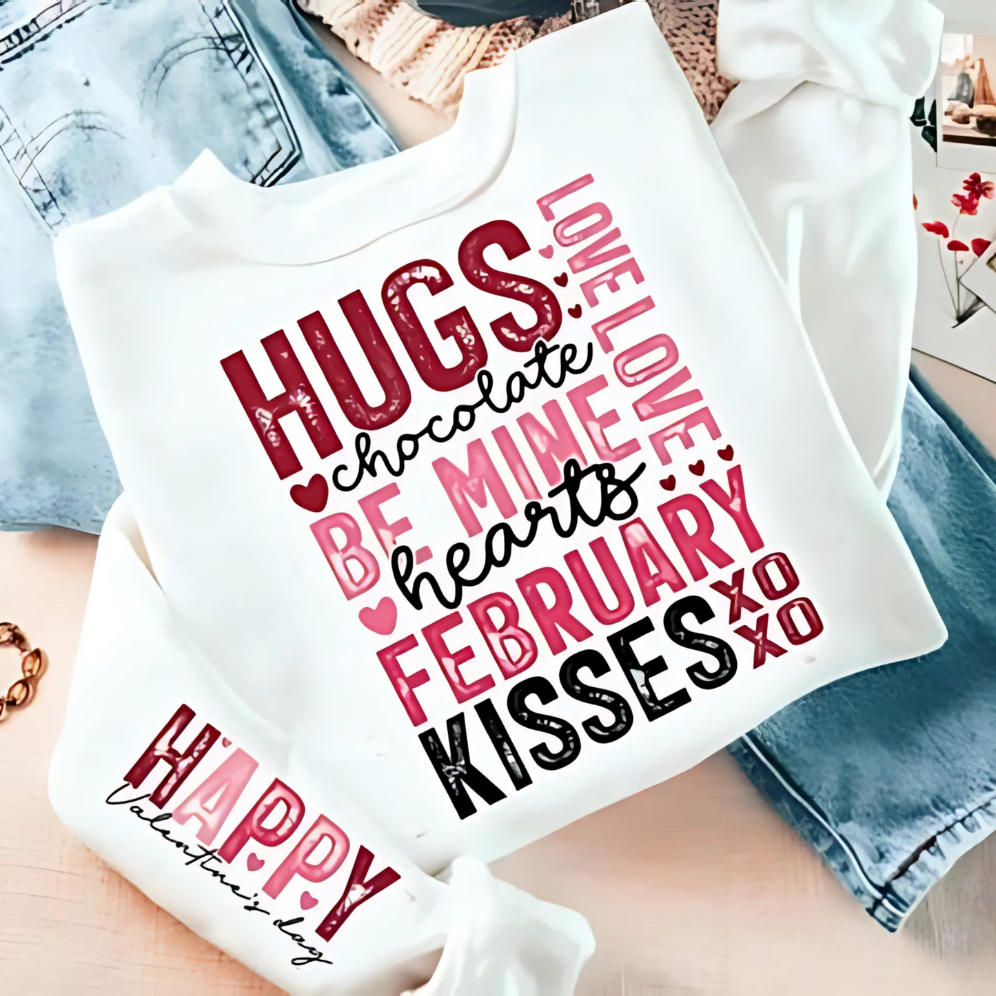 Cozy and Romantic Typography Crewneck Sweatshirt