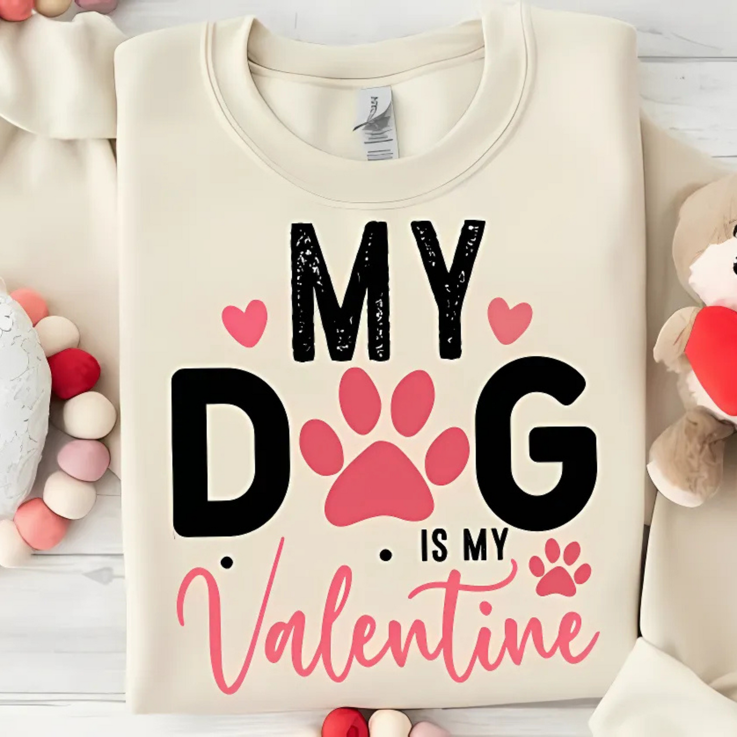 Cozy My Dog Is My Valentine Crewneck Sweatshirt