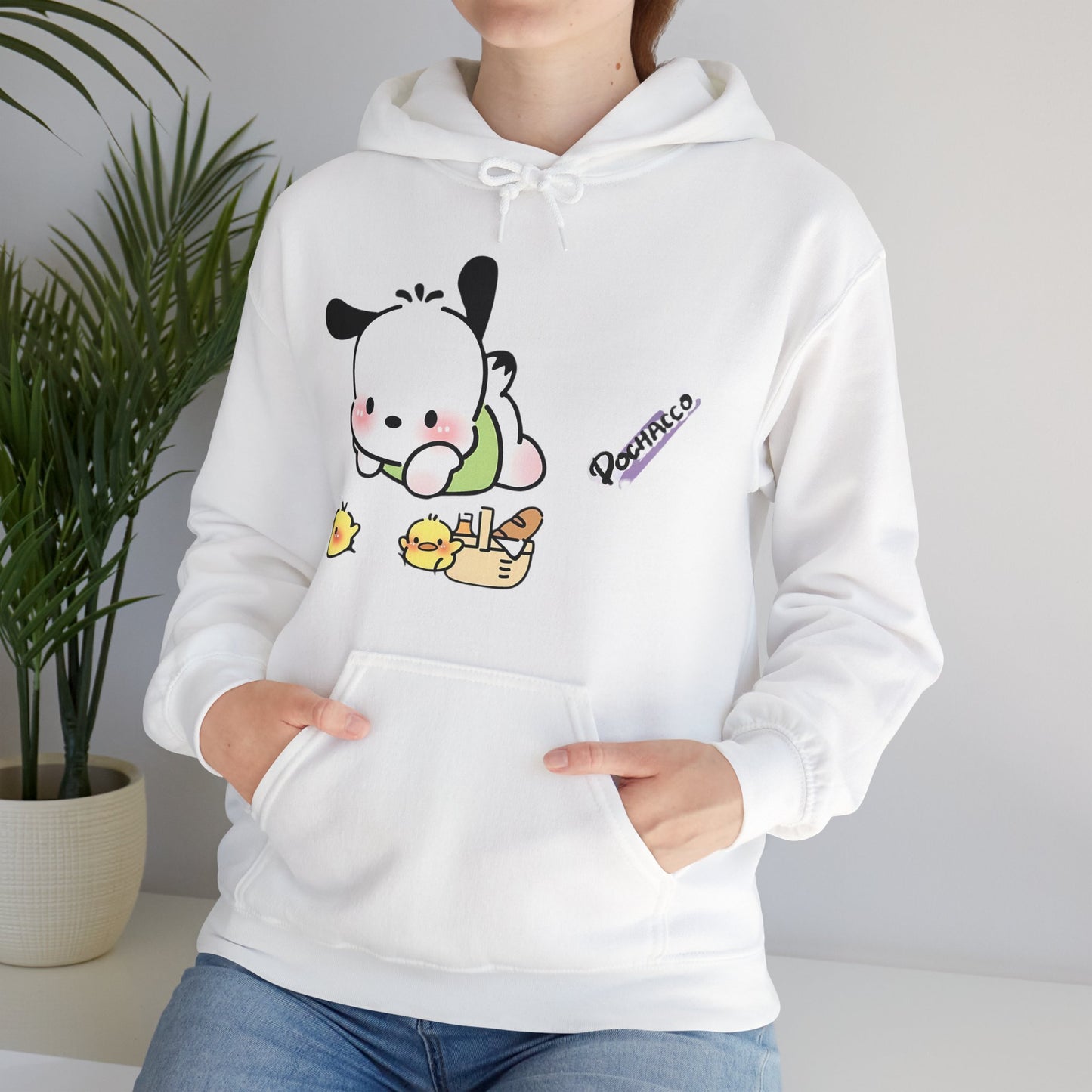 Unisex Heavy Blend Pochacco Hooded Sweatshirt – Adorable & Cozy Design for Fans