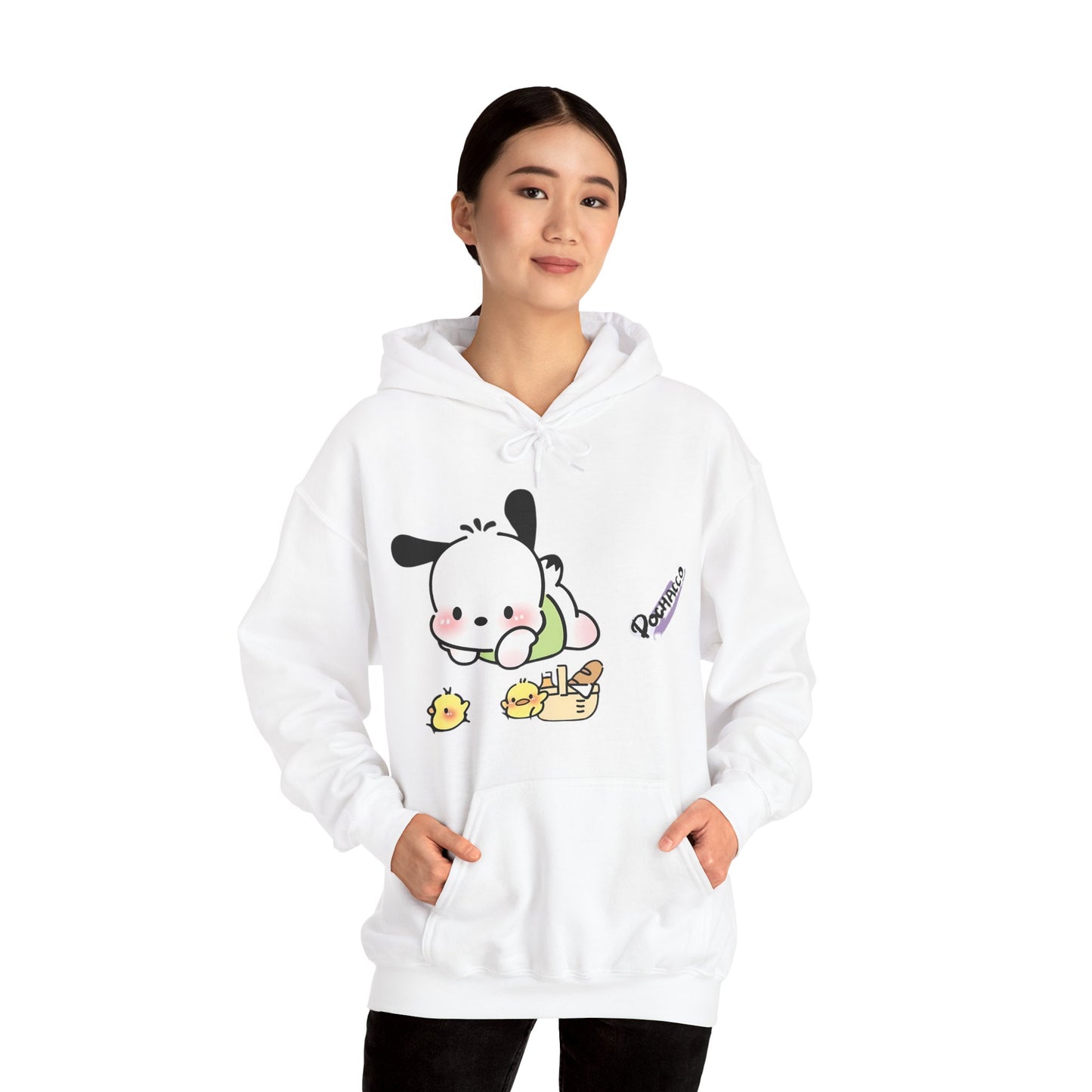 Unisex Heavy Blend Pochacco Hooded Sweatshirt – Adorable & Cozy Design for Fans