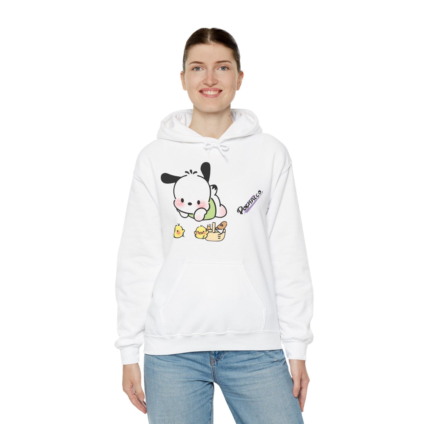 Unisex Heavy Blend Pochacco Hooded Sweatshirt – Adorable & Cozy Design for Fans
