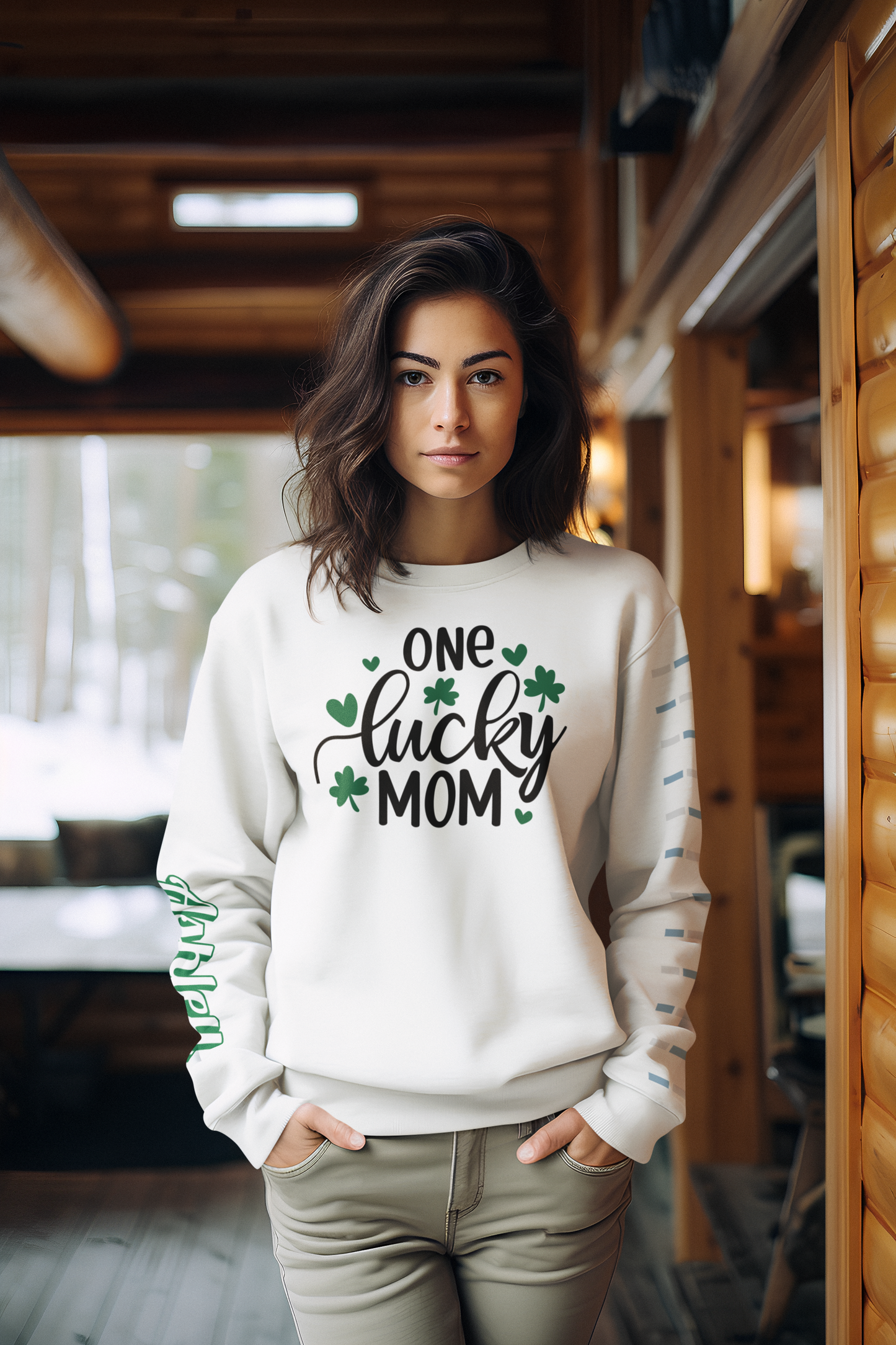 Personalized One Lucky Mom St. Patricks Day Sweatshirt