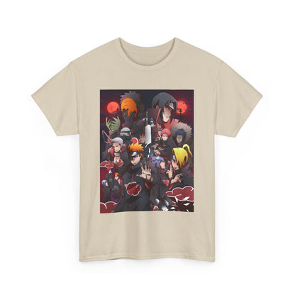 Unisex Heavy Cotton Naruto Akatsuki Anime Front and Back Printed Tee