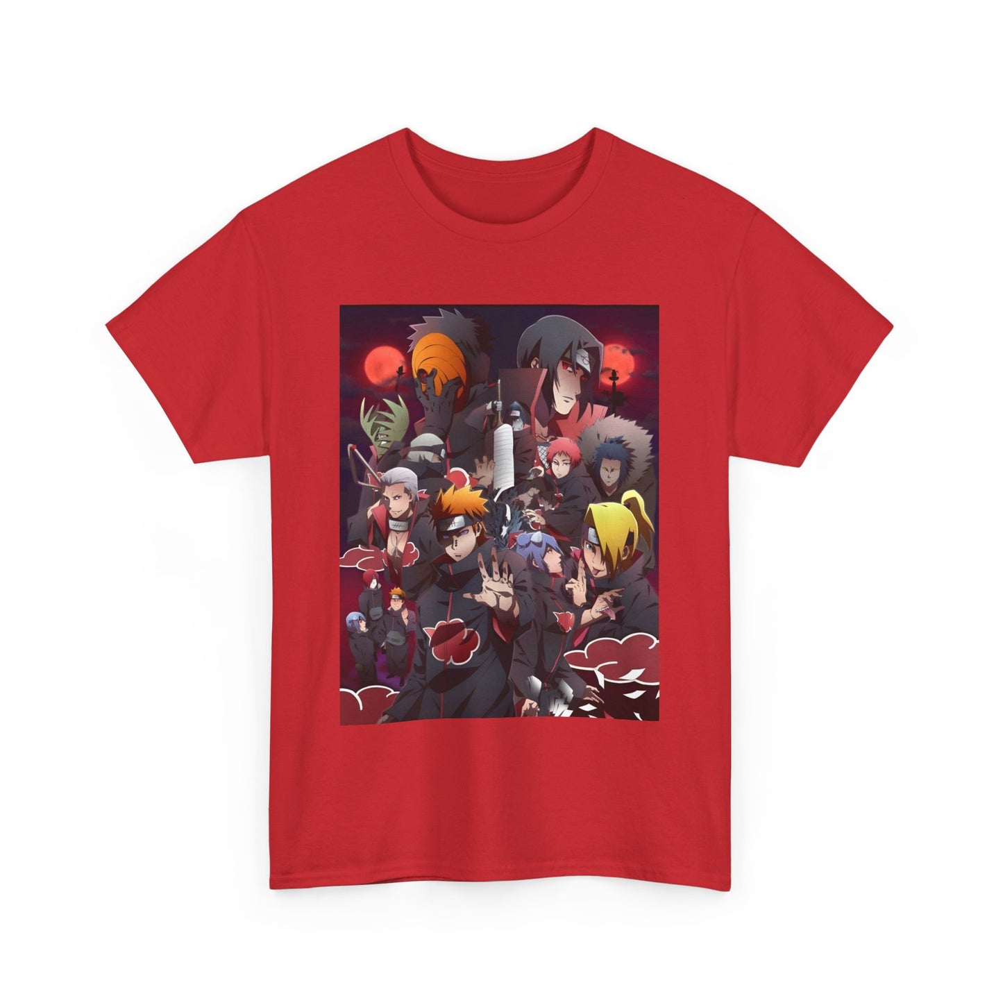 Unisex Heavy Cotton Naruto Akatsuki Anime Front and Back Printed Tee