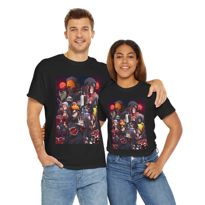 Unisex Heavy Cotton Naruto Akatsuki Anime Front and Back Printed Tee