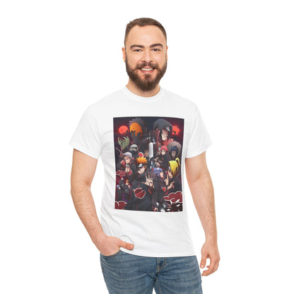 Unisex Heavy Cotton Naruto Akatsuki Anime Front and Back Printed Tee