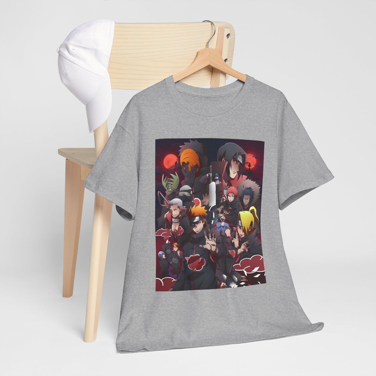 Unisex Heavy Cotton Naruto Akatsuki Anime Front and Back Printed Tee