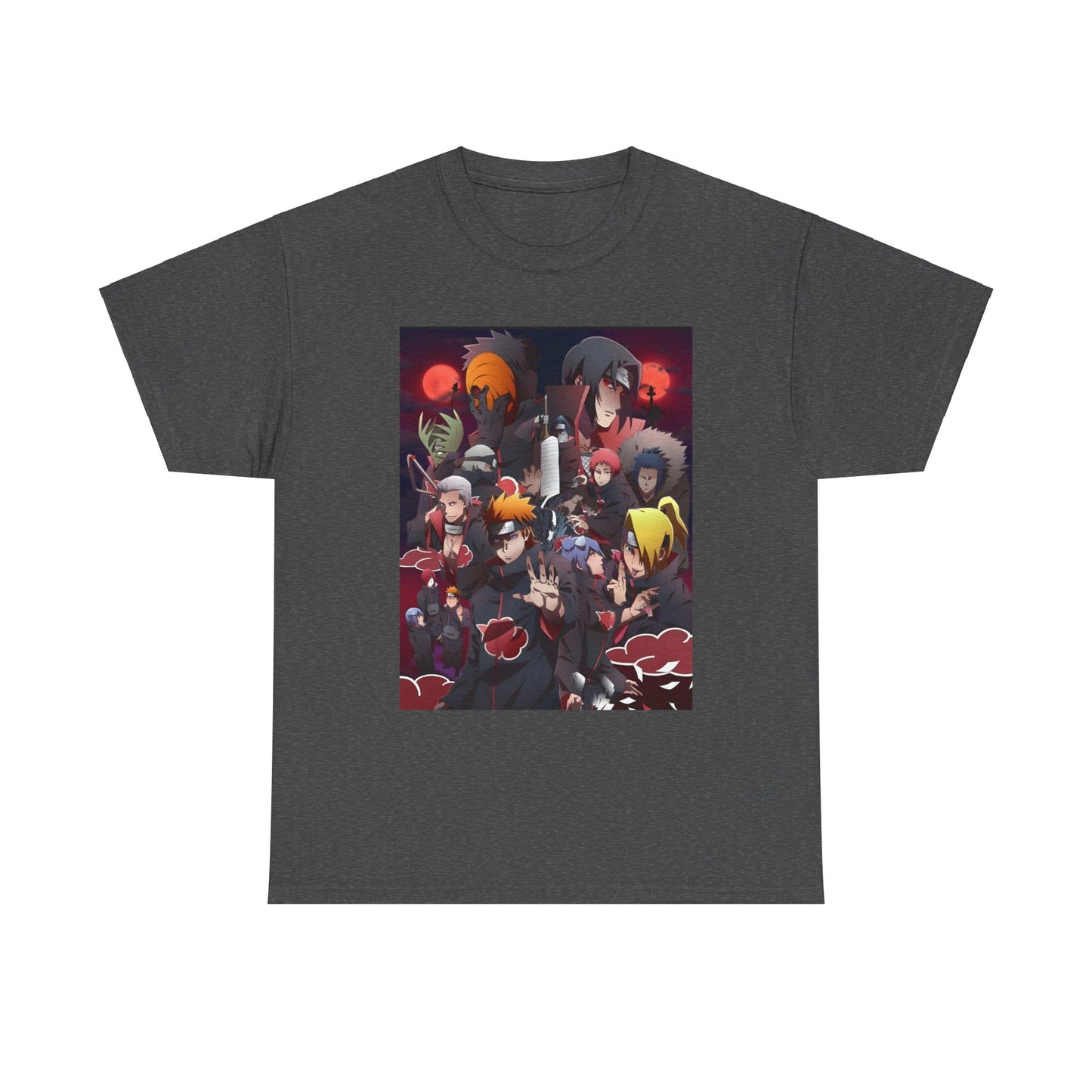 Unisex Heavy Cotton Naruto Akatsuki Anime Front and Back Printed Tee