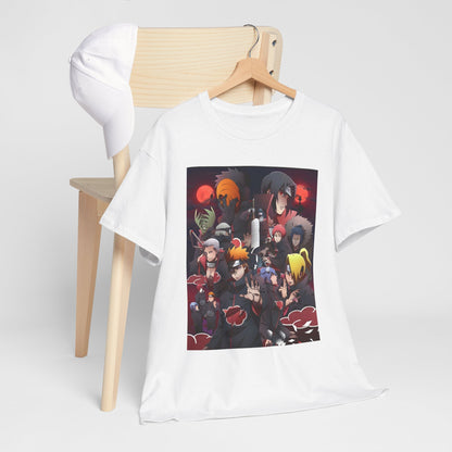 Unisex Heavy Cotton Naruto Akatsuki Anime Front and Back Printed Tee