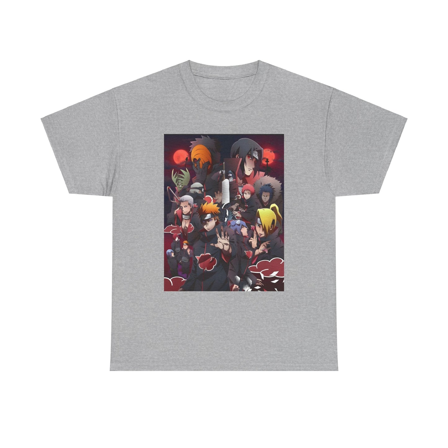 Unisex Heavy Cotton Naruto Akatsuki Anime Front and Back Printed Tee