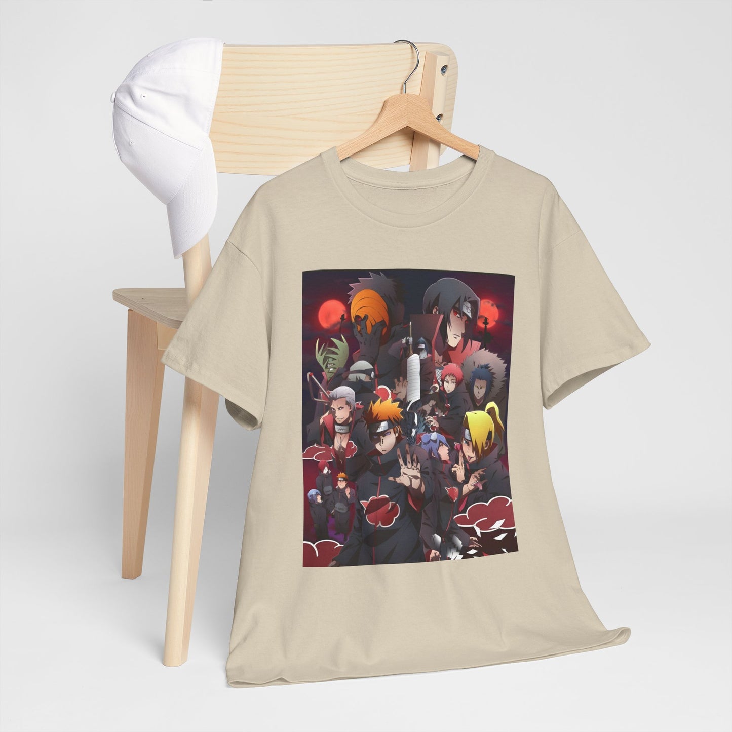 Unisex Heavy Cotton Naruto Akatsuki Anime Front and Back Printed Tee