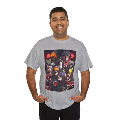 Unisex Heavy Cotton Naruto Akatsuki Anime Front and Back Printed Tee