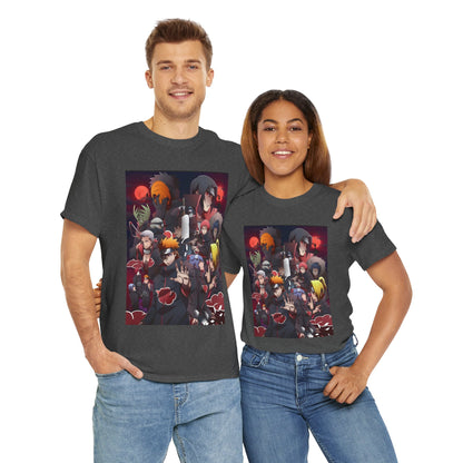 Unisex Heavy Cotton Naruto Akatsuki Anime Front and Back Printed Tee