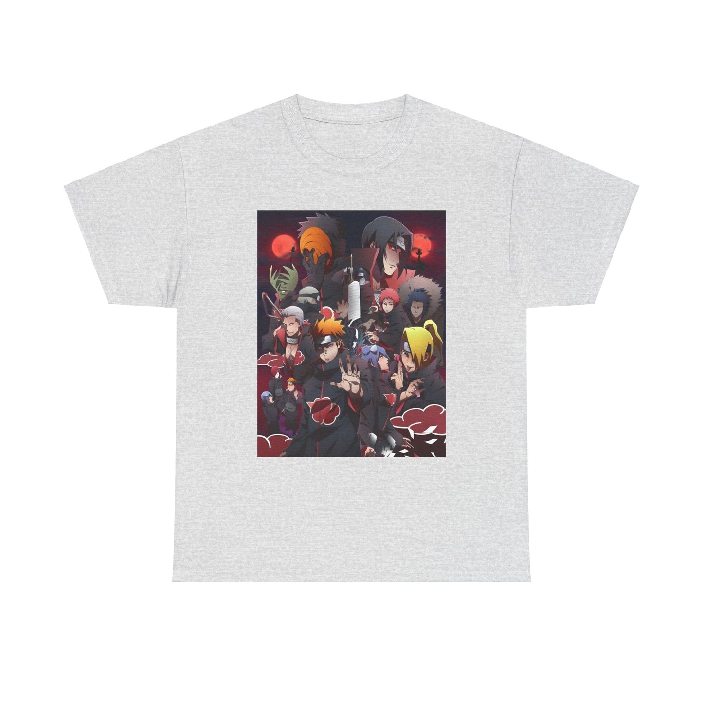 Unisex Heavy Cotton Naruto Akatsuki Anime Front and Back Printed Tee